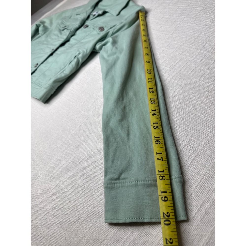 Old Navy Denim Jacket Girls L 10-12 Green Cotton Stretch Trucker Button Up Coat - Picture 6 of 10